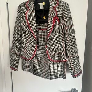 Alice McCall Black & White Houndstooth Blazer with Pink Trim